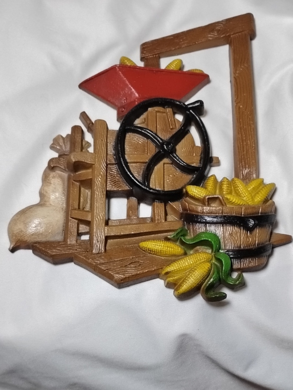 Vtg. 1978 Homco Metal Corn Mill Wall Decor